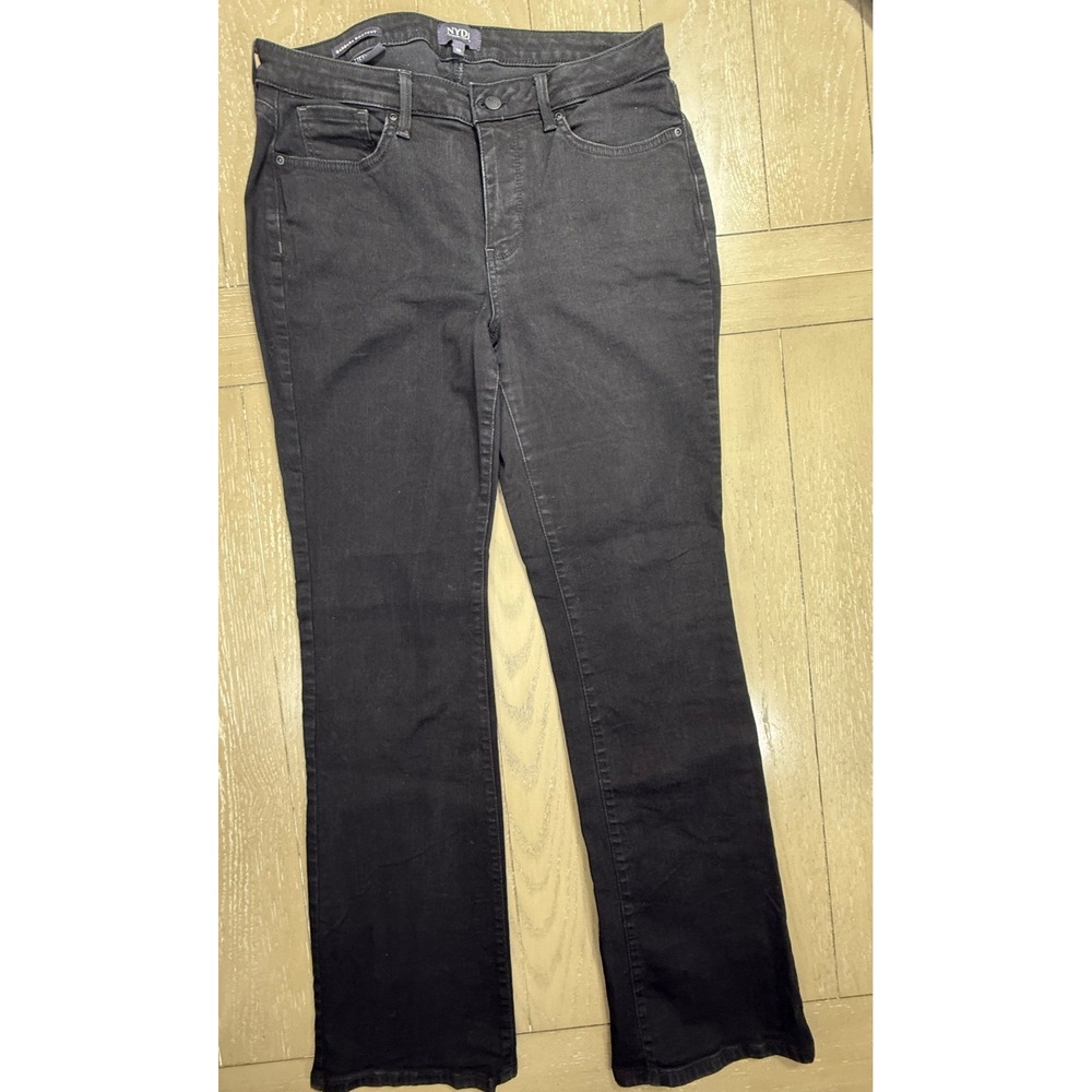 NYDJ Barbara Bootcut Jeans Womens 10 Black Lift‎ Tuck Technology Stretch